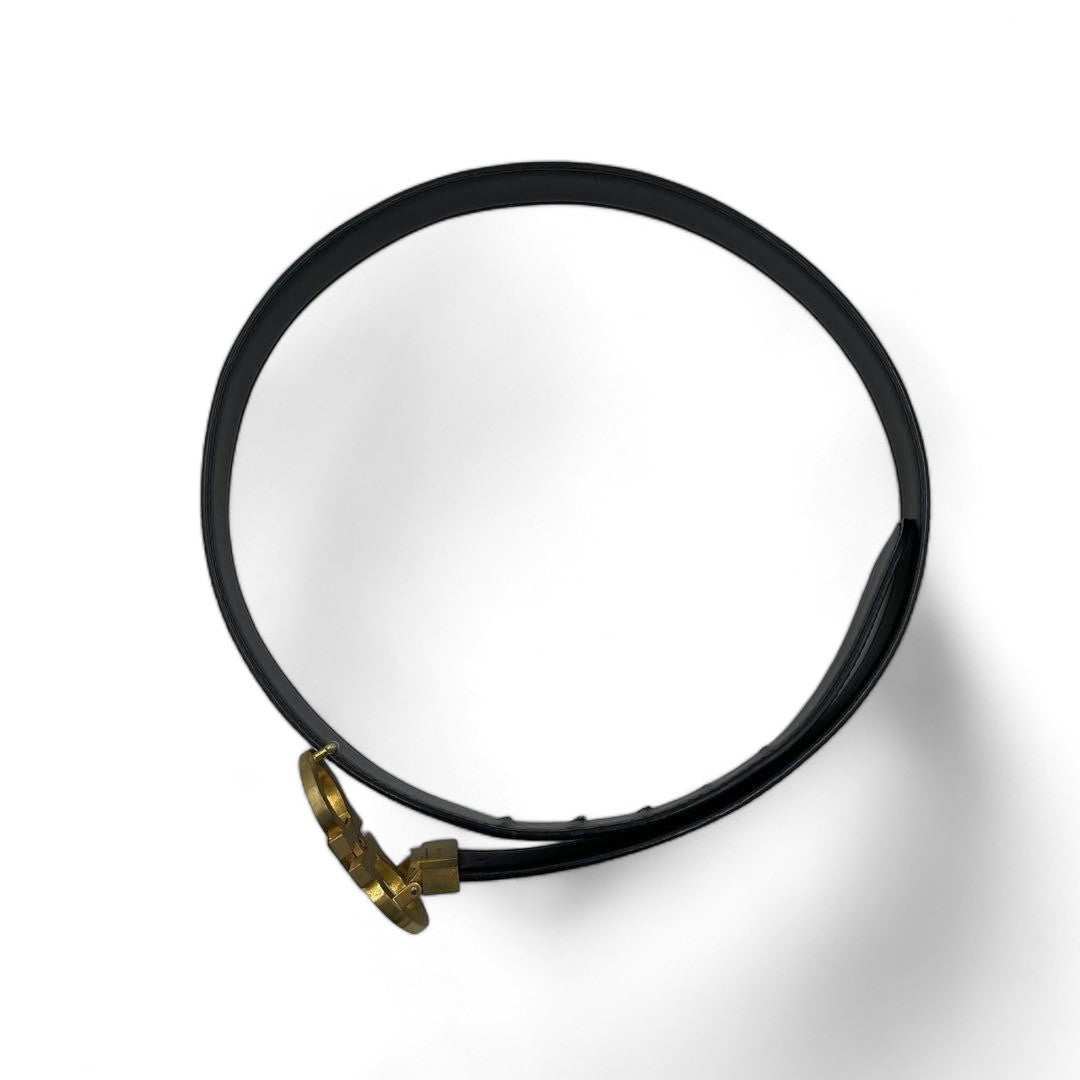 Salvatore Ferragamo - S belt black leather gancini gold