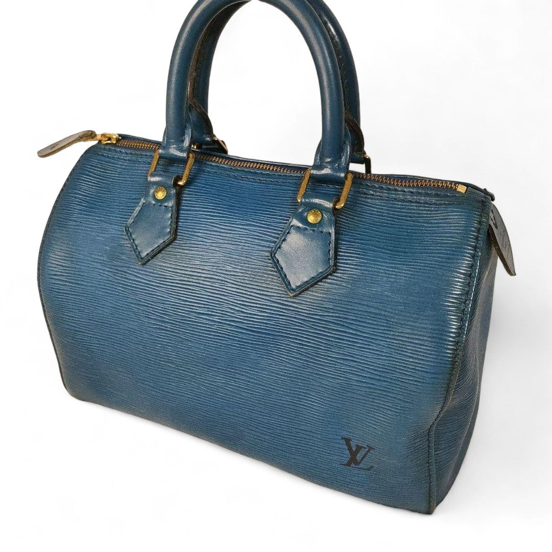 Louis Vuitton - Speedy 25 Blue Leather Monogram Dust Bag