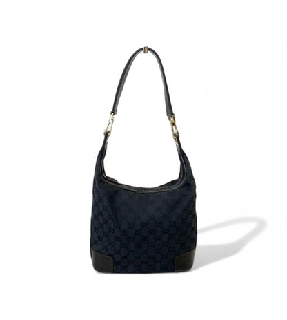 Gucci - Canvas Leather Black Monogram Handbag One Shoulder Bag