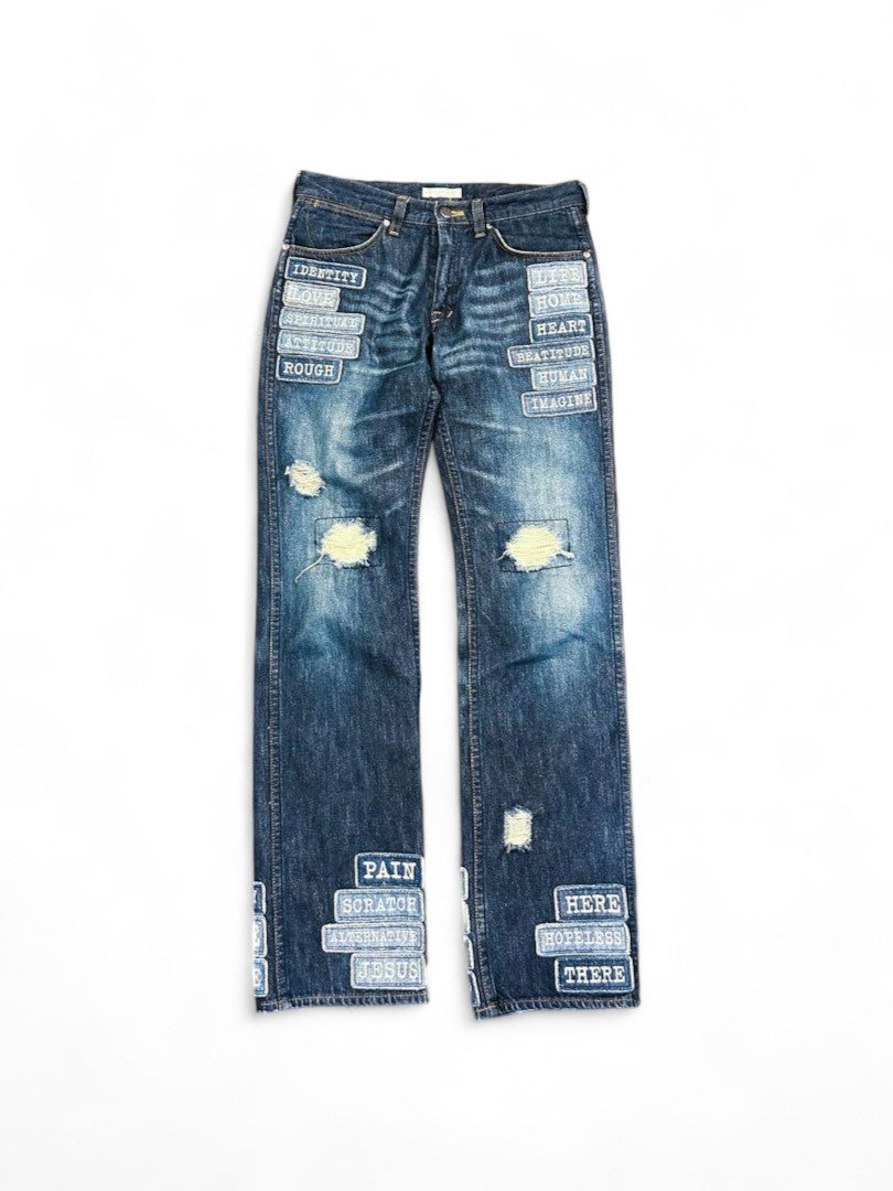 Number (N)ine - SS02 Patched Denim Jeans Dark Blue Navy