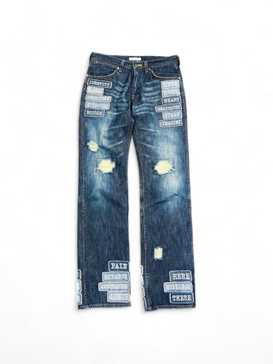 Number (N)ine - SS02 Patched Denim Jeans Dark Blue Navy