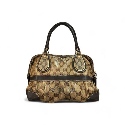 Gucci - Crystal Handbag Beige Brown Nylon Coated Canvas