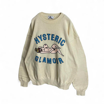 Hysteric Glamour - L Beige Knit Sweater Ultra Rare Y2K 00s