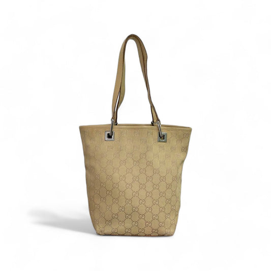 Gucci - leather canvas shoulderbag beige  GG monogram