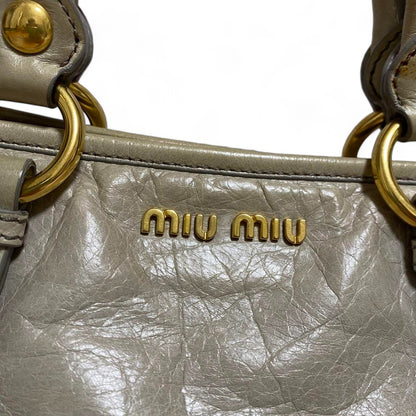 Miu Miu - vitello vintage grey leather handbag 2way shoulderbag