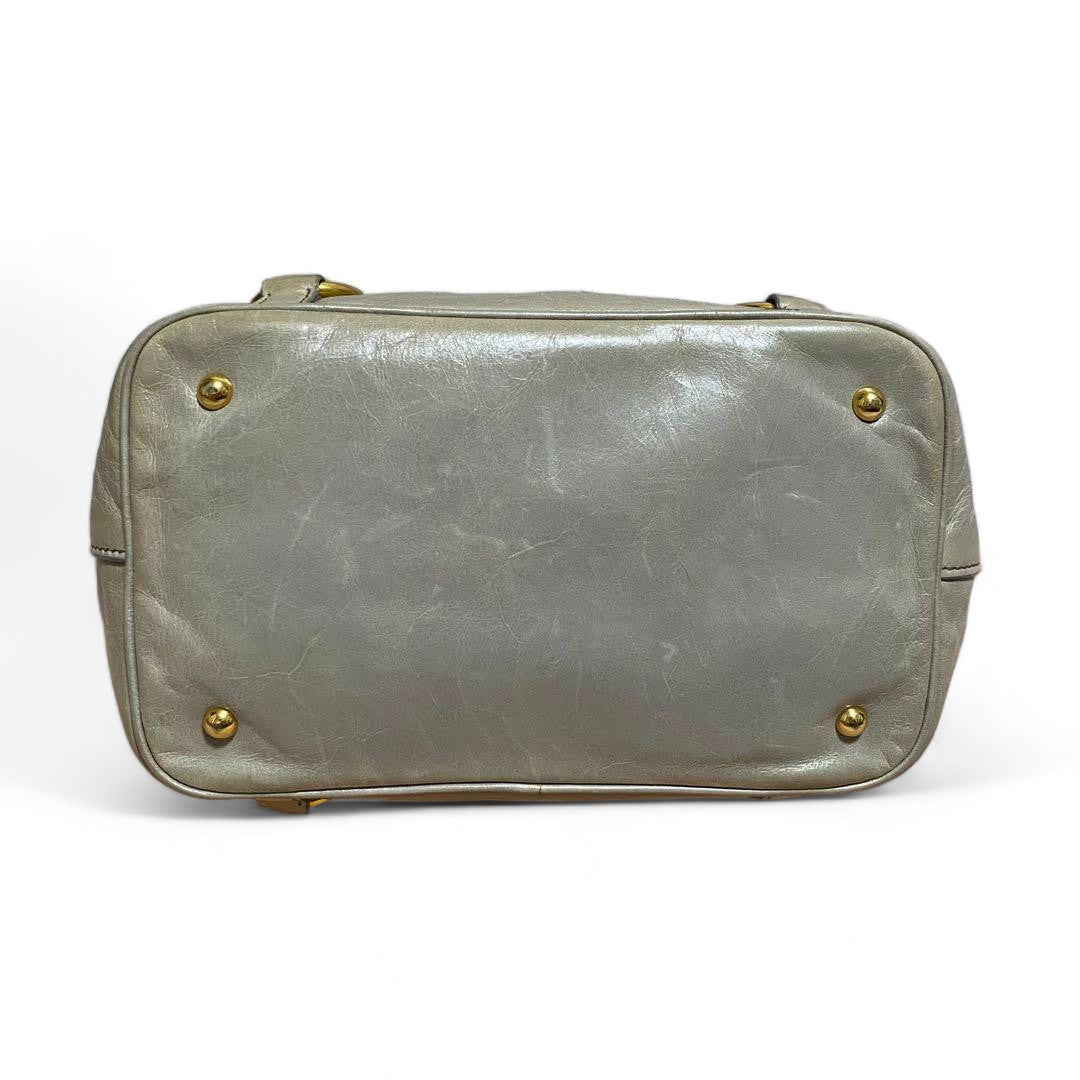 Miu Miu - vitello vintage grey leather handbag 2way shoulderbag