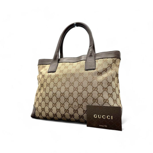 Gucci - canvas GG tote bag storage leather brown/beige