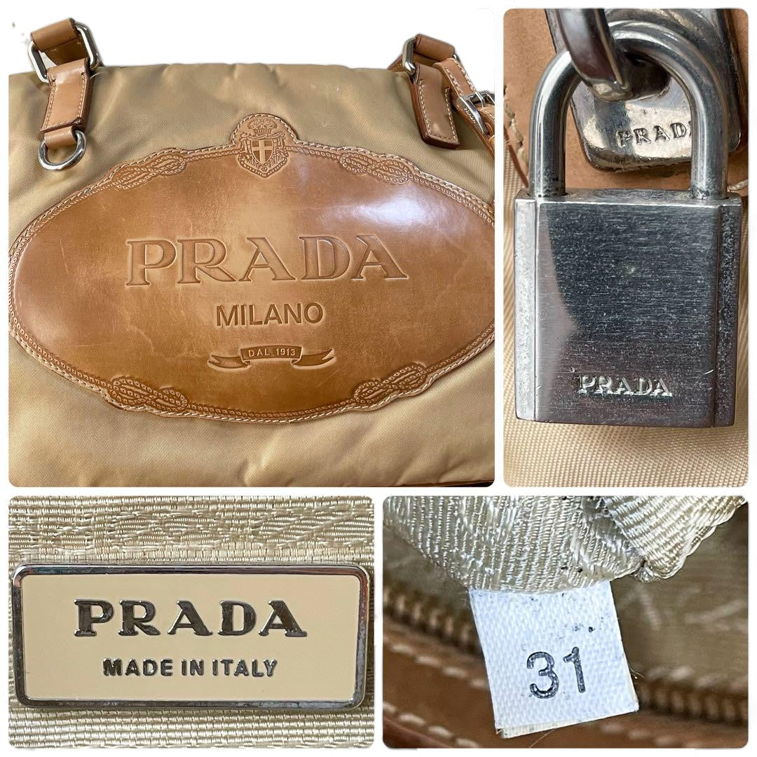 Prada - leather nylon mini boston handbag